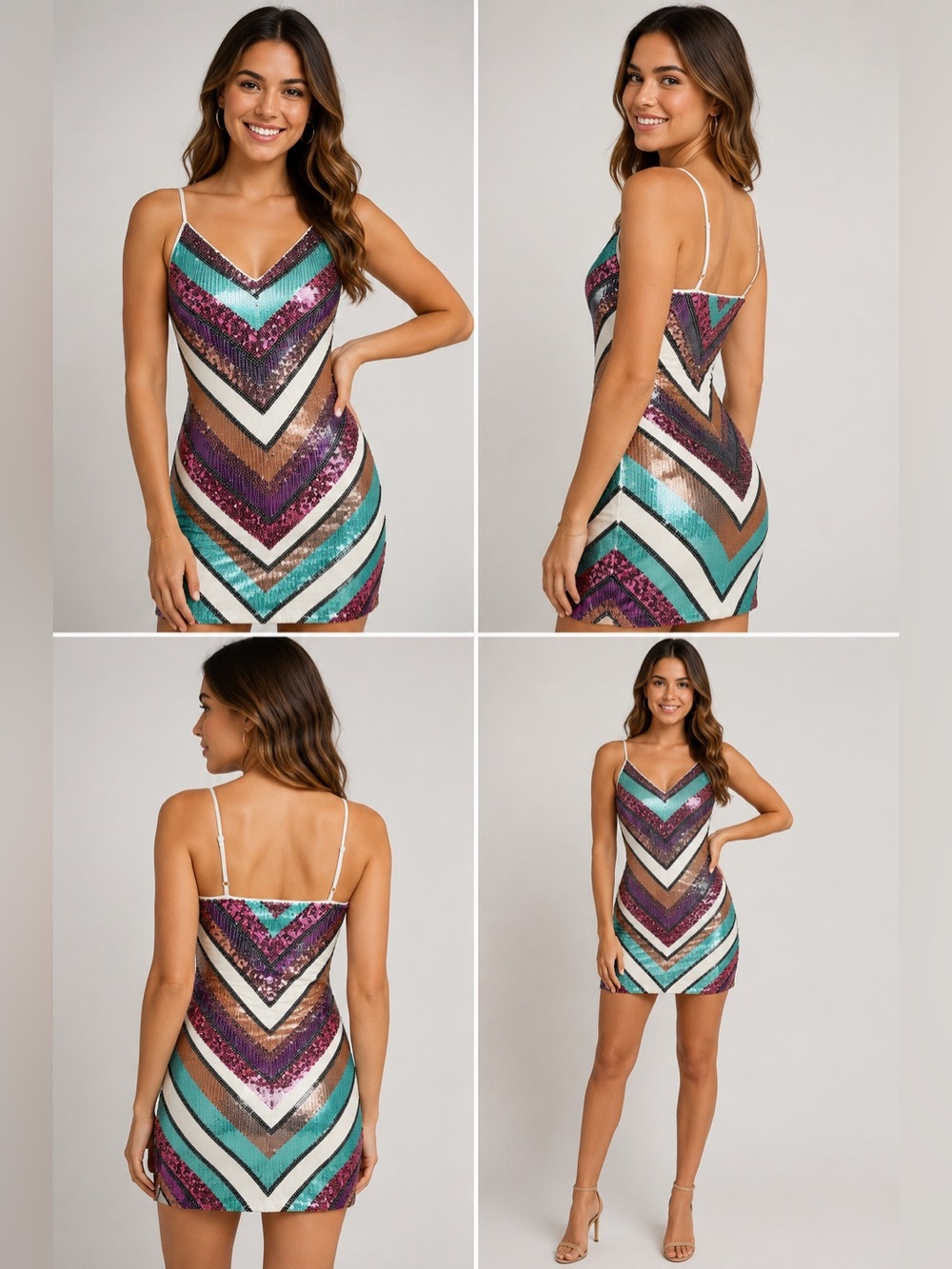 NWT Express Sequin Chevron Mini Dress XS